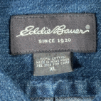 Vintage Eddie Bauer Shirt Adult EXTRA LARGE Blue Denim Jean Dark Wash 90s