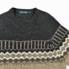 Northern Isles Sweater Womens LARGE Brown Gray Nordic Fair Isle Raglan Y2K