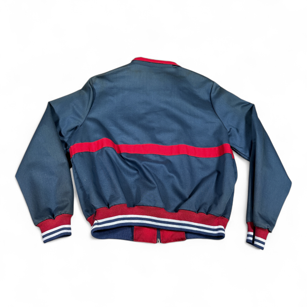 Vintage Wrangler Jacket Adult MEDIUM Navy Blue Red Bomber Rodeo Horse USA 80s