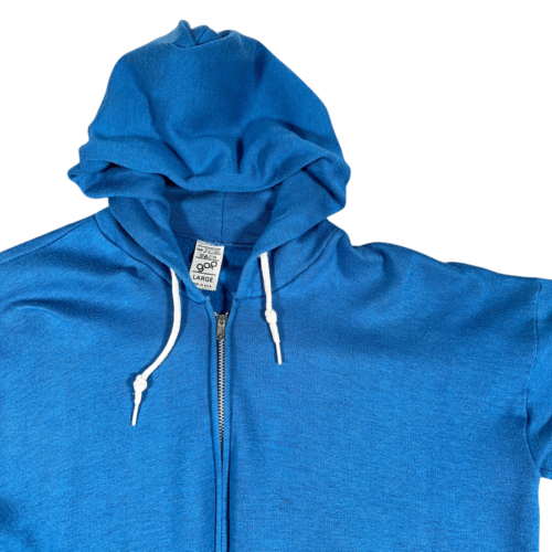 Vintage Gap Sweater Adult LARGE Blue Hoodie Zip Preppy Athletic USA Made 70s