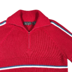 Vintage Calvin Charles Sweater Adult SMALL Red Textured Knit Quarter Zip 80s