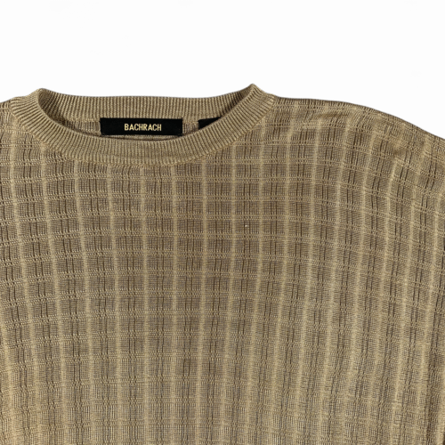 Bachrach Sweater Adult EXTRA LARGE Brown Geometric Textured Grid Relaxed