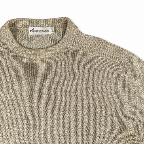 Vintage Pelican Deck Sweater Adult MEDIUM Brown Oatmeal Crewneck Fisherman 90s