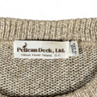 Vintage Pelican Deck Sweater Adult MEDIUM Brown Oatmeal Crewneck Fisherman 90s