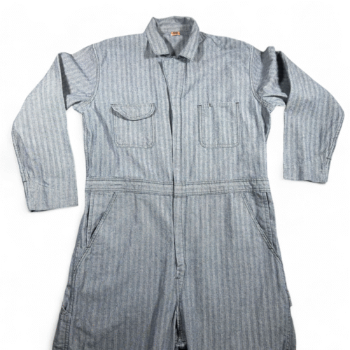 Vintage Wrangler Coveralls Mens 46R Blue Big Ben Twill Chevron Herringbone Carpenter 80s