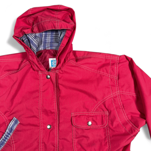 Vintage Basic Outlook Jacket Womens MEDIUM Pink Plaid Lined Utility Hood 90s