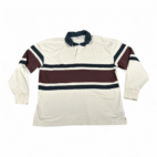 Hollister Polo Shirt Adult EXTRA LARGE White Rugby Stripe Heavyweight Cotton