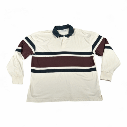 Hollister Polo Shirt Adult EXTRA LARGE White Rugby Stripe Heavyweight Cotton
