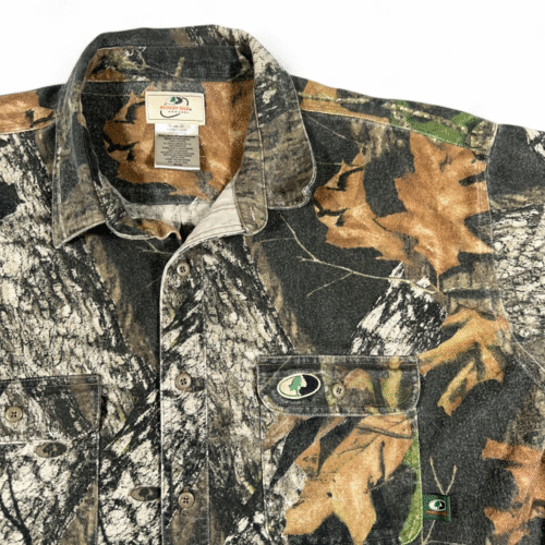 Vintage Mossy Oak Shirt Adult 2XL XXL Brown Camouflage Flannel Chamois Hunting