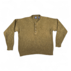 Vintage Gap Sweater Adult LARGE Green Rib Knit Henley Military Army Textured 90s
