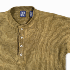 Vintage Gap Sweater Adult LARGE Green Rib Knit Henley Military Army Textured 90s