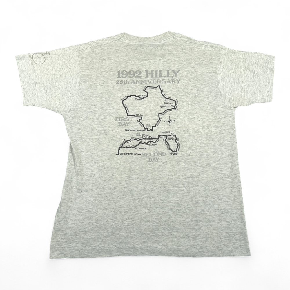 Vintage Hilly Hundred Shirt Adult LARGE Gray 1992 Cycling Bike Race Indiana 90s