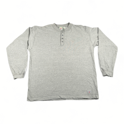 Vintage Levis Shirt Adult LARGE Gray Henley Casual Pullover Cotton Blend 90s