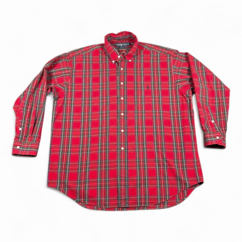 Vintage Ralph Lauren Shirt Adult LARGE Red Plaid Pony Big Oversize Preppy 90s