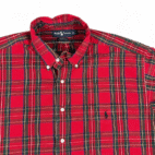 Vintage Ralph Lauren Shirt Adult LARGE Red Plaid Pony Big Oversize Preppy 90s