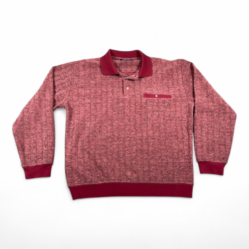 Vintage John Blair Polo Shirt Adult Large Red Textured Velour Banded Golf 90s