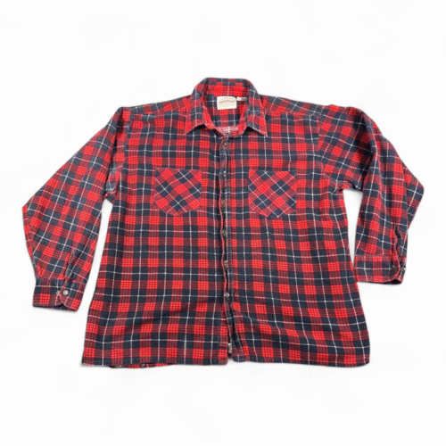 Vintage Saugatuck Dry Goods Shirt Adult EXTRA LARGE Red Blue Plaid Flannel 90s