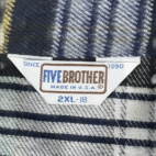 Vintage Five Brother Shirt Adult XXL Blue Plaid Flannel Union Made USA Tags 90s