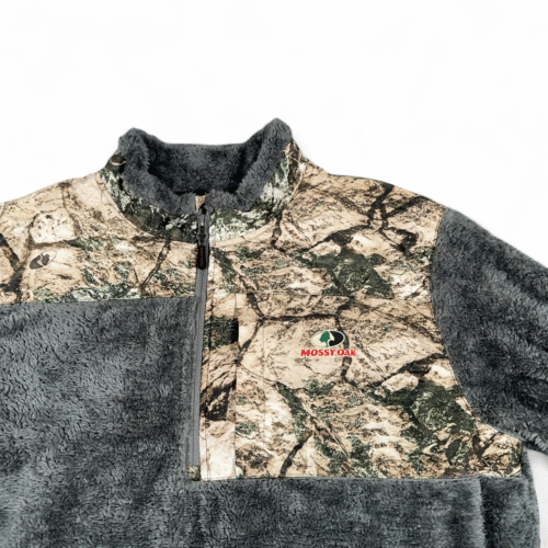 Mossy Oak Sweater Adult EXTRA LARGE Gray Sherpa Fleece Pullover Camo Hunting
