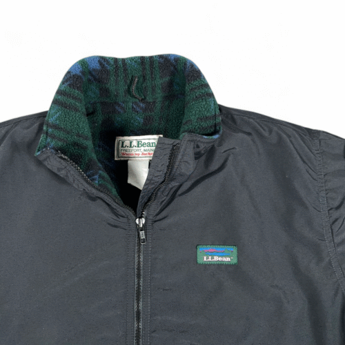 Vintage LL Bean Jacket Womens LARGE Black Bomber Warm Up Insulated USA 90s