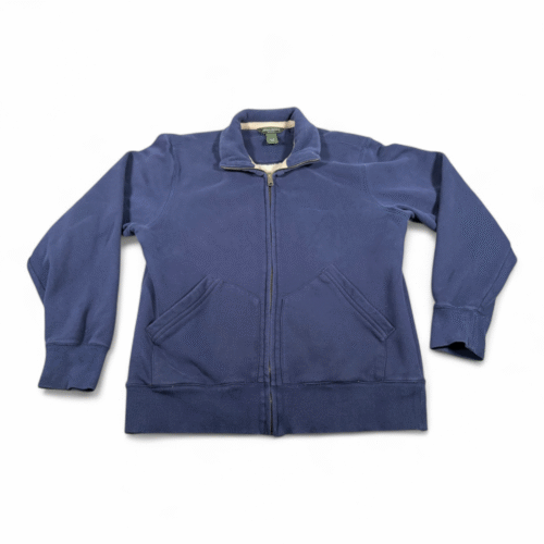 Vintage Eddie Bauer Jacket Adult LARGE Blue Sweatshirt Sherpa Lined Zip Up Y2K
