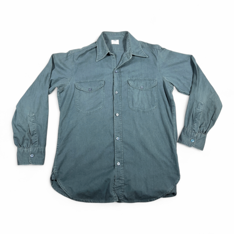 Vintage Lee Workwear Shirt Adult MEDIUM Blue Sanforized Union Made USA 60s