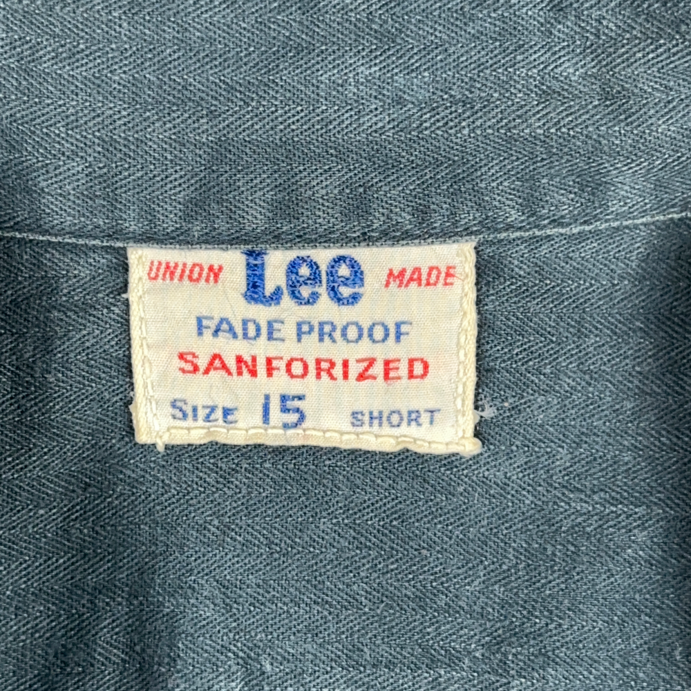 Vintage Lee Workwear Shirt Adult MEDIUM Blue Sanforized Union Made USA 60s