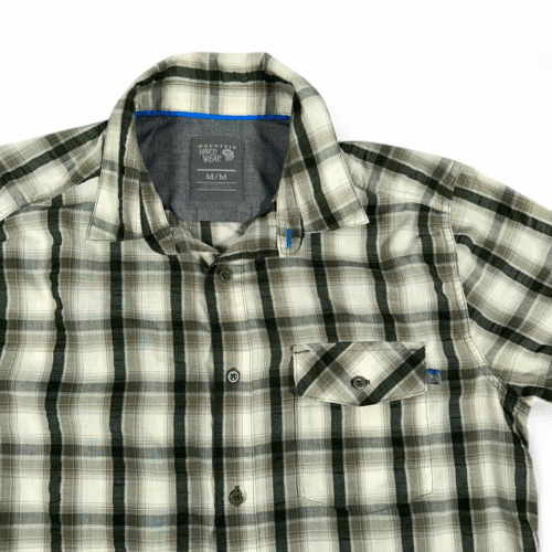 Mountain Hardwear Shirt Adult MEDIUM Brown Gray Plaid Outdoor Hiking