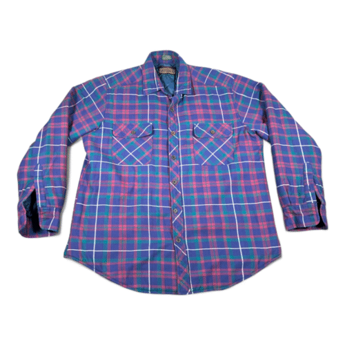 Vintage Greatland Sportswear Shirt Adult LARGE Purple Plaid Shacket Workwear 90s