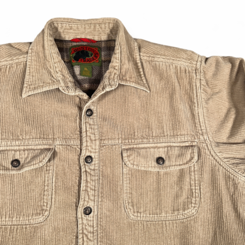 Vintage Boston Traders Shirt Adult EXTRA LARGE Brown Corduroy Barn Workshirt 90s