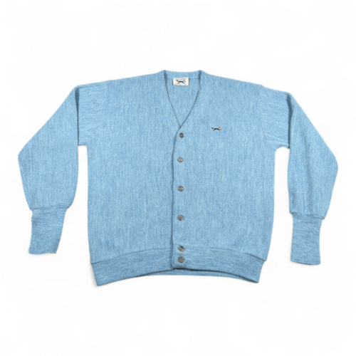 Vintage JC Penney Sweater Adult LARGE Blue Cardigan Fox USA Union Cobain 70s