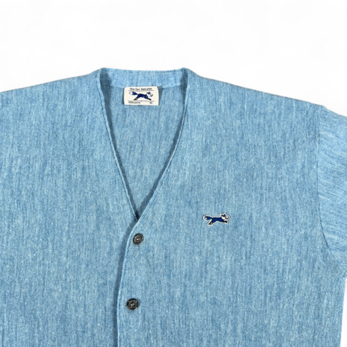 Vintage JC Penney Sweater Adult LARGE Blue Cardigan Fox USA Union Cobain 70s