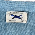 Vintage JC Penney Sweater Adult LARGE Blue Cardigan Fox USA Union Cobain 70s