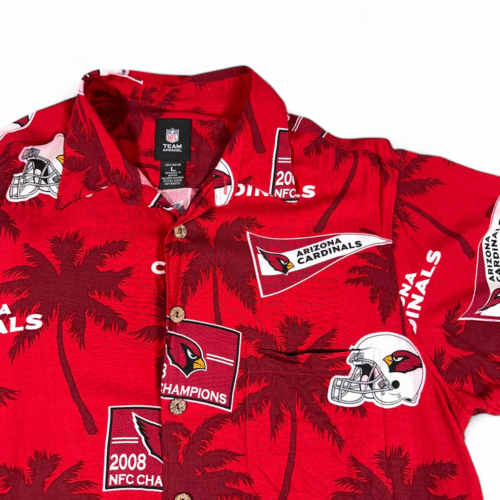 Arizona Cardinals Hawaiian Shirt Adult LARGE Red NFL 2008 NFC Champions Y2K