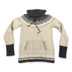 Eddie Bauer Sweater Womens EXTRA SMALL Brown Gray Nordic Fair Isle Wool Mohair