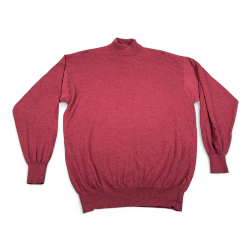 Vintage Bachrach Sweater Adult LARGE Red Merino Wool Italian Roll Neck 90s