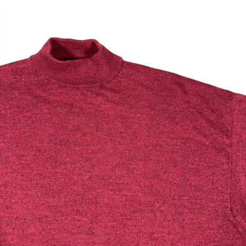 Vintage Bachrach Sweater Adult LARGE Red Merino Wool Italian Roll Neck 90s
