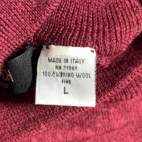 Vintage Bachrach Sweater Adult LARGE Red Merino Wool Italian Roll Neck 90s