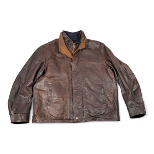 Vintage Orvis Leather Jacket Adult LARGE Brown Bomber Field World Traveler USA