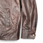 Vintage Orvis Leather Jacket Adult LARGE Brown Bomber Field World Traveler USA