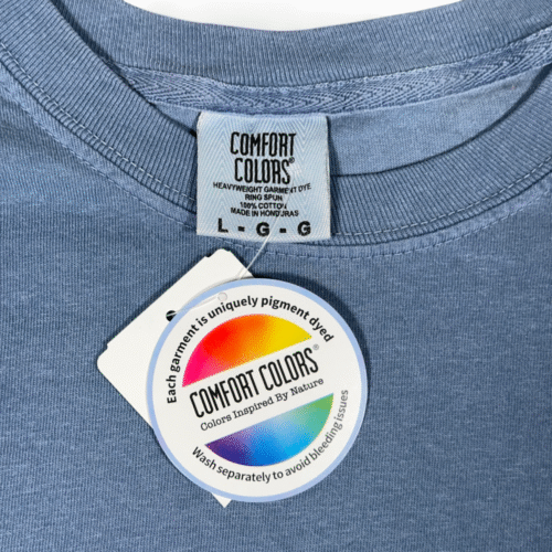 Comfort Colors Shirt Adult LARGE Blue Ring Spun Garment Dyed Deadstock
