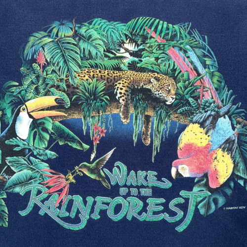 Vintage St Louis Zoo Shirt Adult LARGE Blue 90s Rainforest Habitat Animals 90s