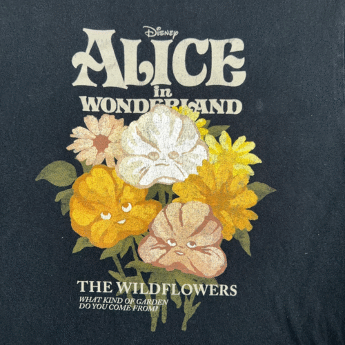 Alice in Wonderland Shirt Adult MEDIUM Black Disney Wildflowers Cartoon Movie