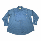 Vintage Ely Western Shirt Adult EXTRA LARGE Blue Bib Front Pearl Snap Cowboy 80s