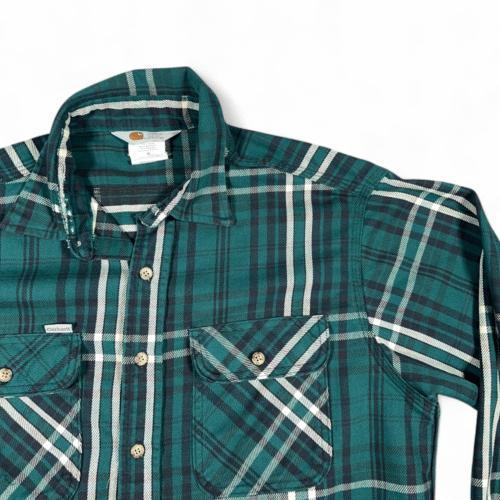 Vintage Carhartt Shirt Adult LARGE Green Plaid Heavyweight Flannel USA Made Y2K