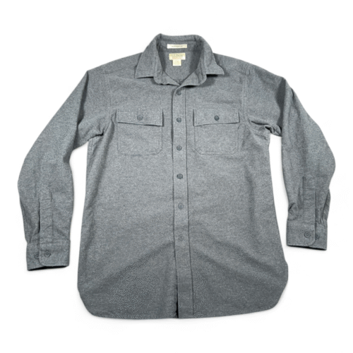 LL Bean Shirt Adult MEDIUM Gray Chamois Flannel Heavyweight Cotton Outdoor
