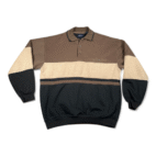 Vintage Safe Harbor Sweater Adult MEDIUM Brown Black Colorblock Fleece Polo 90s