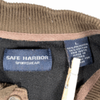 Vintage Safe Harbor Sweater Adult MEDIUM Brown Black Colorblock Fleece Polo 90s