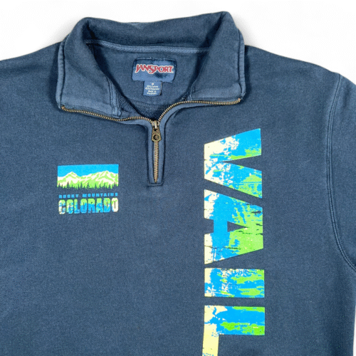 Vintage Colorado Sweater Adult MEDIUM Blue JanSport Vail Quarter Zip Outdoor 90s