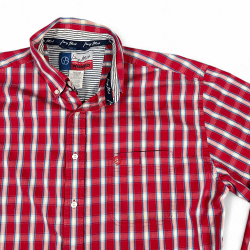 Wrangler George Strait Shirt Adult EXTRA LARGE Red Checkered Western Cowboy Cut